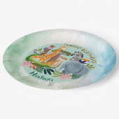 Safari animals jungle birthday watercolor ペーパープレート (アングル)