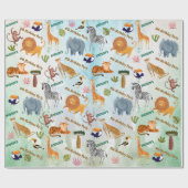 Safari animals jungle birthday watercolor custom ラッピングペーパー (フラット)