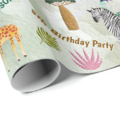 Safari animals jungle birthday watercolor custom ラッピングペーパー (ロールコーナー)