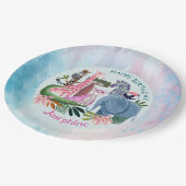 Safari animals jungle birthday watercolor girl ペーパープレート (アングル)