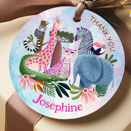 Safari animals jungle girl birthday watercolor フェイバータグ