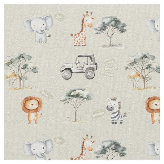 Safari animals jungle nursery kids wildlife  ファブリック (クローズアップ)