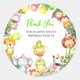 Safari Animals Kidsパーティーありがとう ラウンドシール