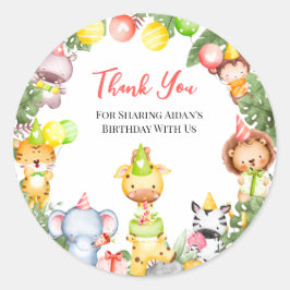 Safari Animals Kidsパーティーありがとう ラウンドシール