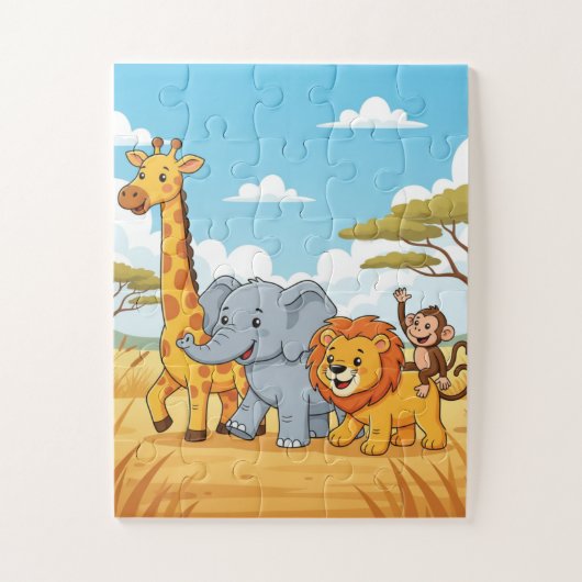 Safari Animals Kids Puzzle | Elephant Giraffe Lion ジグソーパズル (縦)