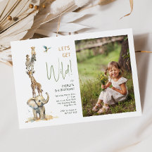 Safari Animals "Let's Get Wild"フォト誕生日