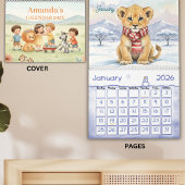 Safari Animals Personalized Kids Calendar 2026 カレンダー