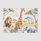 Safari Animals Seamless Pattern Savanna Scene 薄葉紙 (正面)