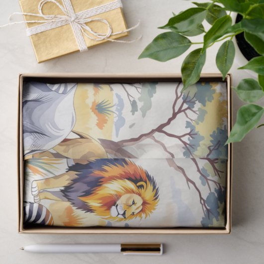 Safari Animals Seamless Pattern Savanna Scene 薄葉紙 (ギフト)