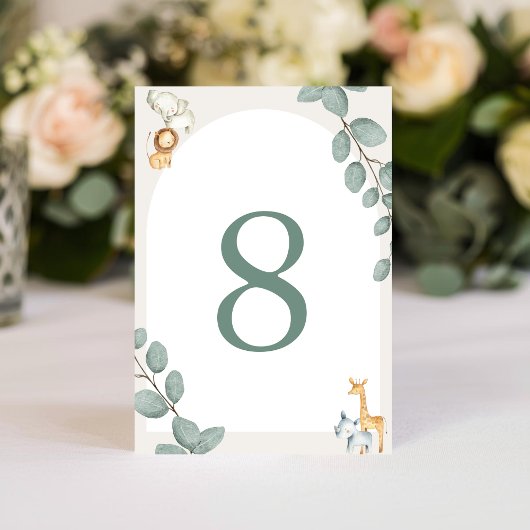 Safari Animals Table Numbers Card テーブルナンバー