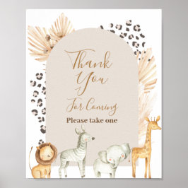 Safari Animals Thank you for 来's Faver Sign ポスター