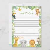 Safari Animals Time Capsule Note Message Card サンキューカード (正面)