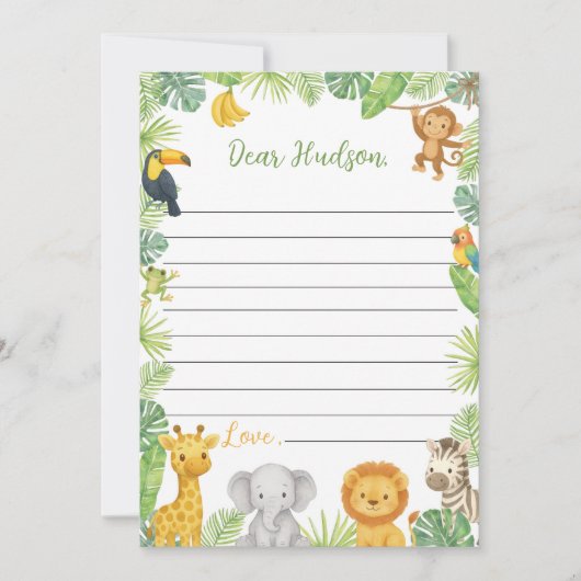 Safari Animals Time Capsule Note Message Card サンキューカード (正面)