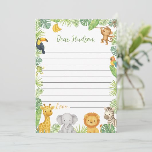Safari Animals Time Capsule Note Message Card サンキューカード (スタンド正面)