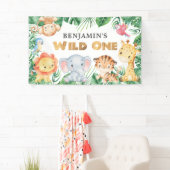 Safari Animals Wild One 1 Birthday Banner 横断幕 (インサイチュ)