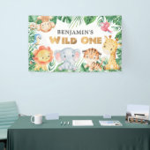 Safari Animals Wild One 1 Birthday Banner 横断幕 (トレードショー)