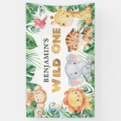 Safari Animals Wild One 1 Birthday Banner 横断幕 (縦)