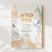 Safari Animals Wild One 1st Birthday Invitation 招待状