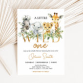 Safari Animals Wild One Baby Shower 招待状