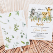 Safari Animals Wild One Baby Shower 招待状