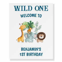 Safari Animals Wild One Boy's 1th Birthday Welcome