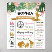 Safari Animals Wild One First誕生日のマイルストーン ポスター (正面)