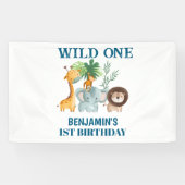 Safari Animals Wild One Jungle 1st Birthday  横断幕 (横)