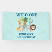 Safari Animals Wild One Jungle 1st Birthday 横断幕 (横)