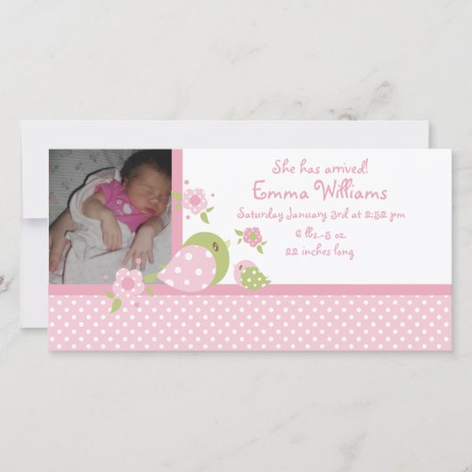 Safari Babiez Birdie写真の誕生のお知らせ 案内状 (正面)