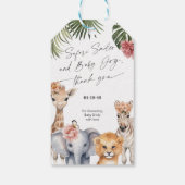 Safari baby Animals Baby Girl Shower Thank ギフトタグ (裏面)