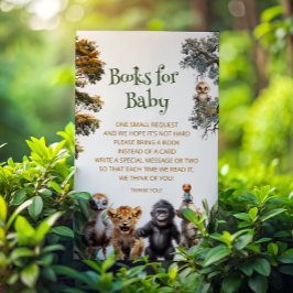 Safari Baby Animals Baby Shower Bookリクエスト エンクロージャーカード