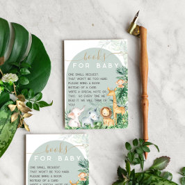 Safari Baby Animals Baby Shower Bookリクエスト エンクロージャーカード