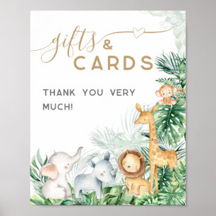 Safari Baby Animals Baby Shower gift and card ポスター