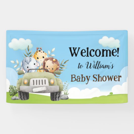 Safari Baby Animals Banner for Baby Shower 横断幕 (横)