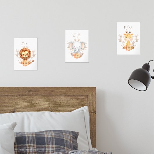 Safari Baby Animals Nursery Wall Art Set Print Set (寝室)