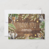 Safari Baby Shower Baby Animals Photo サンキューカード (正面)