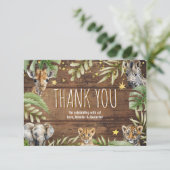 Safari Baby Shower Baby Animals Photo サンキューカード (スタンド正面)