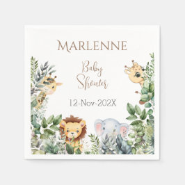 Safari Baby Shower Girl Spanish Napk スタンダードカクテルナプキン