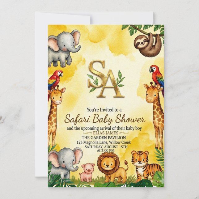 Safari Baby Shower Invitation (正面)