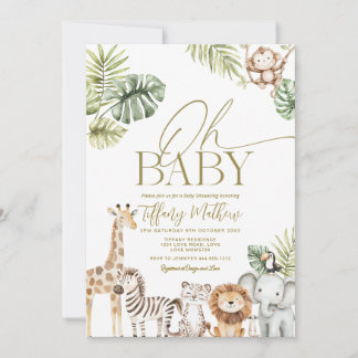 Safari Baby Shower Invitation Editable 招待状