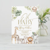 Safari Baby Shower Invitation Girl Editable 招待状 (スタンド正面)