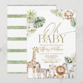 Safari Baby Shower Invitation Girl Editable 招待状 (正面/裏面)