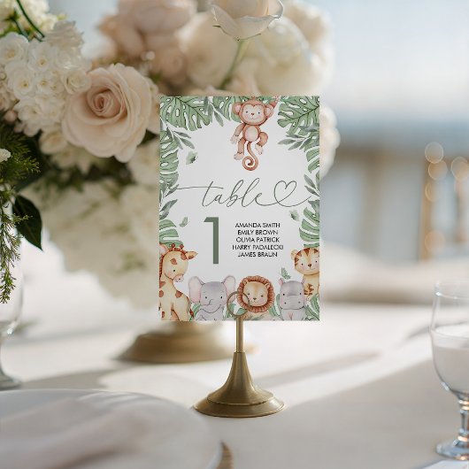 Safari Baby Shower Table Number 台座サイン