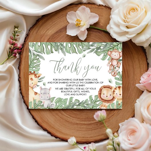 Safari Baby Shower Thank You Card エンクロージャーカード