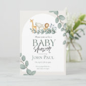 Safari Baby Shower Watercolor Background  招待状 (スタンド正面)