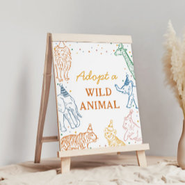 Safari Birthday Party Adopt an Animal Table Sign ポスター