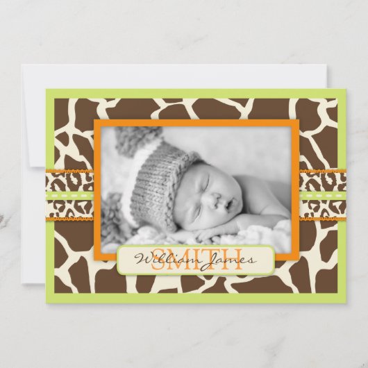 Safari Boy Greenアナウンスメントカード 案内状 (正面)