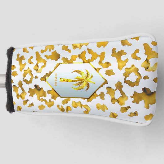 Safari Chic Gold Leopard Print Putter  ゴルフヘッドカバー (正面)