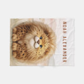 Safari Cute Zuberi The Fluffy Leopard Name Kids フリースブランケット (正面(横))