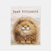 Safari Cute Zuberi The Fluffy Leopard Name Kids フリースブランケット (正面)